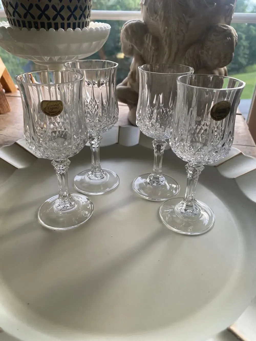 Vintage Cristal D’Arques Durand Glasses Longchamp pattern Set of 4 Crystal